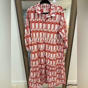 Anthropologie Maeve Bettina Dress Size XL Red and White